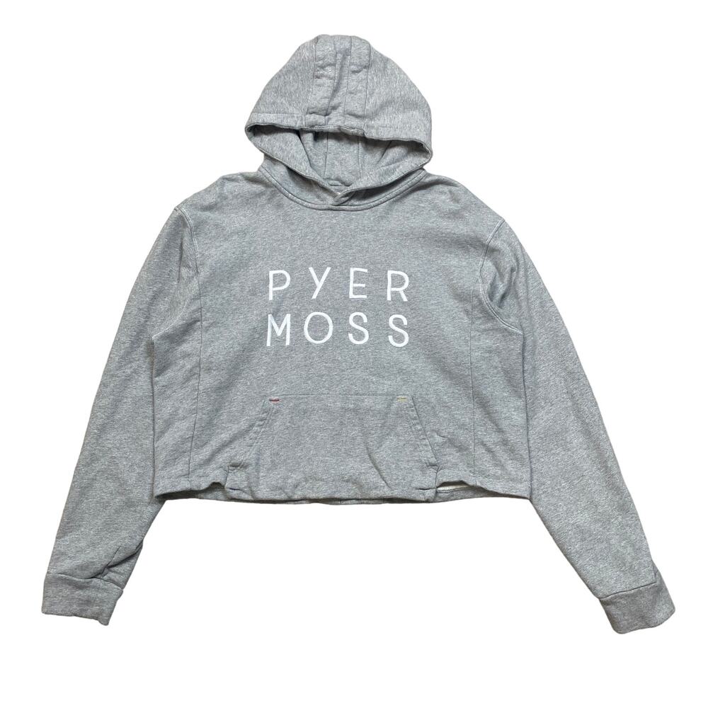 Pyer Moss Embroidered Cropped Hoodie Sweatshirt Women's XL